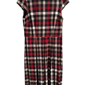 Liz Claiborne Red and Black A-line Dress with Cap Sleeves MISSING BELT